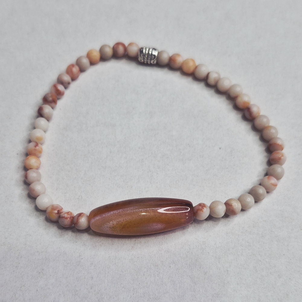 🚨Pink Opal Beaded Bracelet With Moonstone Bead
